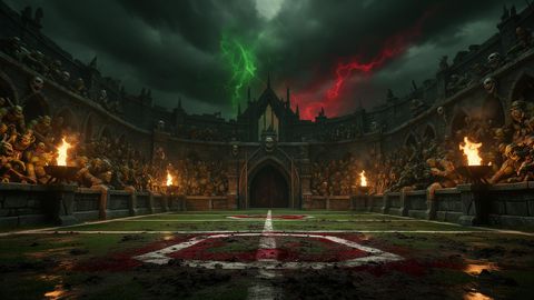 Floodlit stadium imagery for the tournament hero